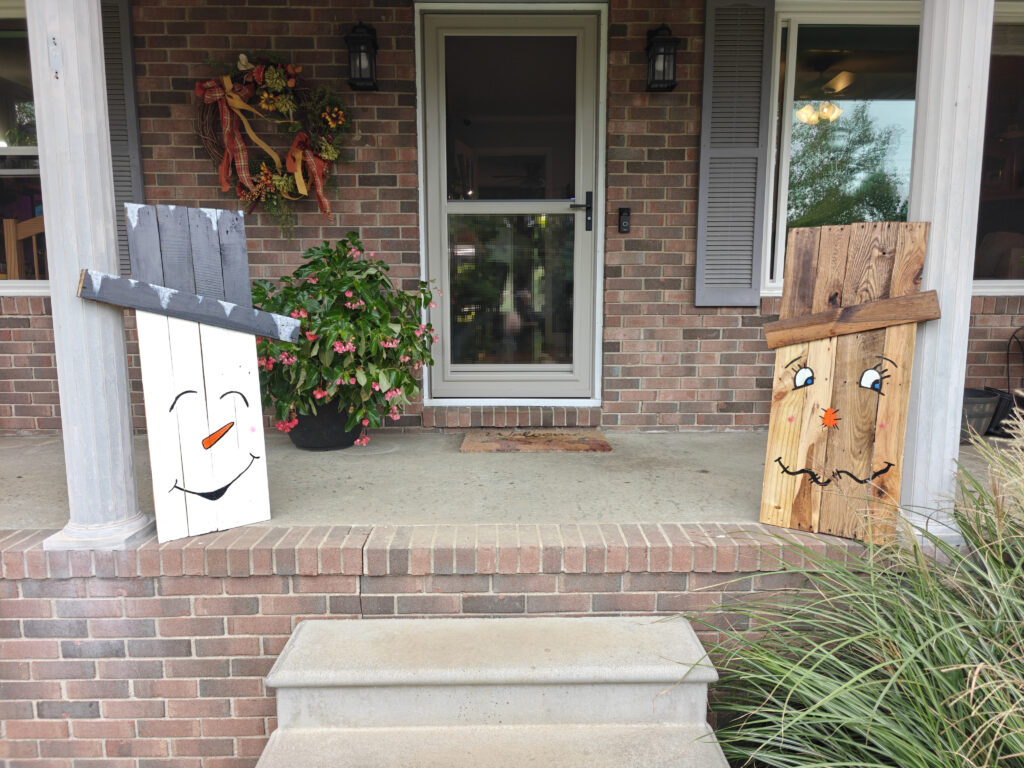 Snowman and Scarecrow decor